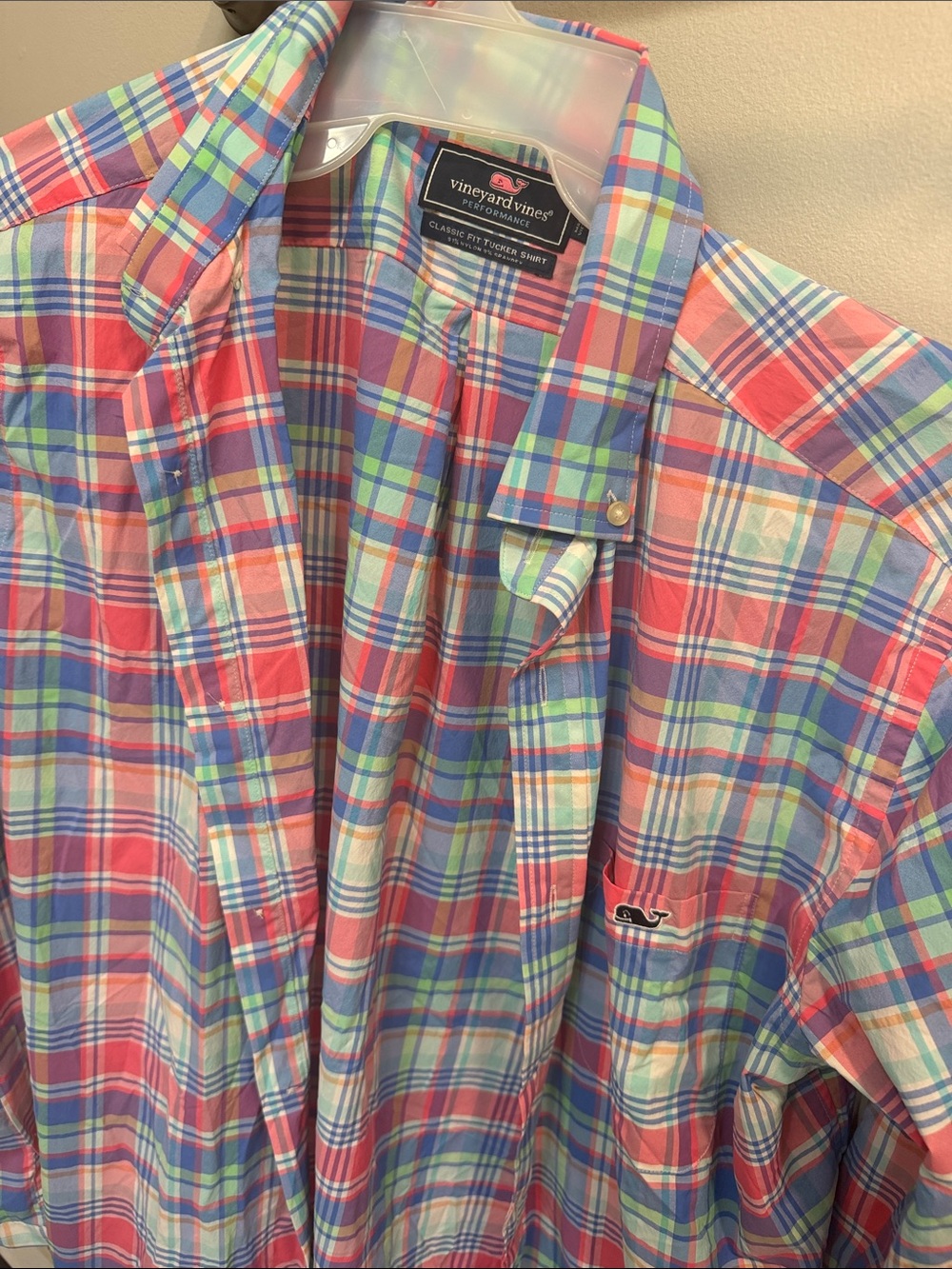 Vineyard Vines Coral, Light Blue & Mint Plaid Button-Down Shirt